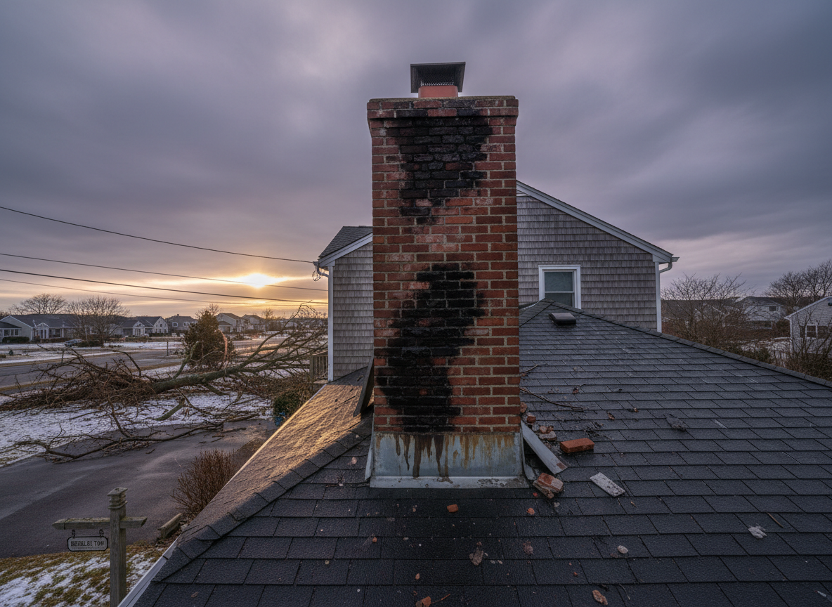 Signs Of Chimney Damage After A Nor'easter In Berkeley Township